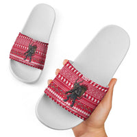 Austria Christmas Slide Sandals with German Text Red Pattern and Festive Lights - Wonder Print Shop