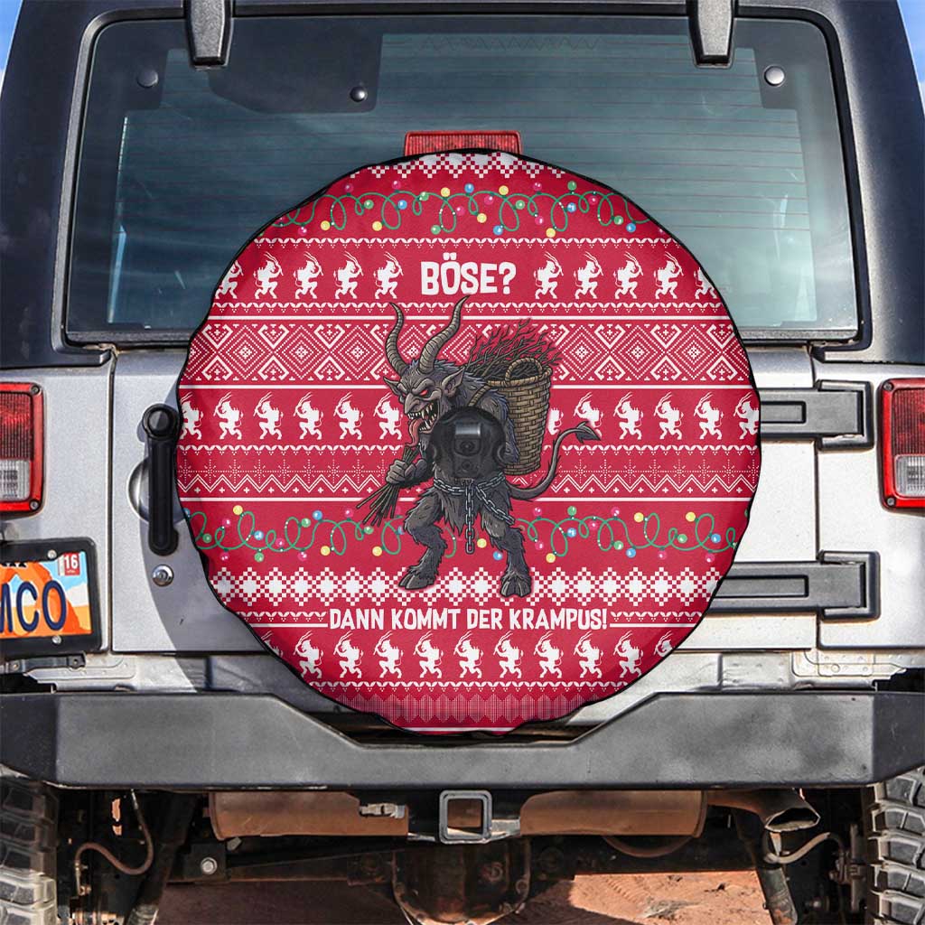 Austria Christmas Spare Tire Cover with German Text Red Pattern and Festive Lights - Wonder Print Shop