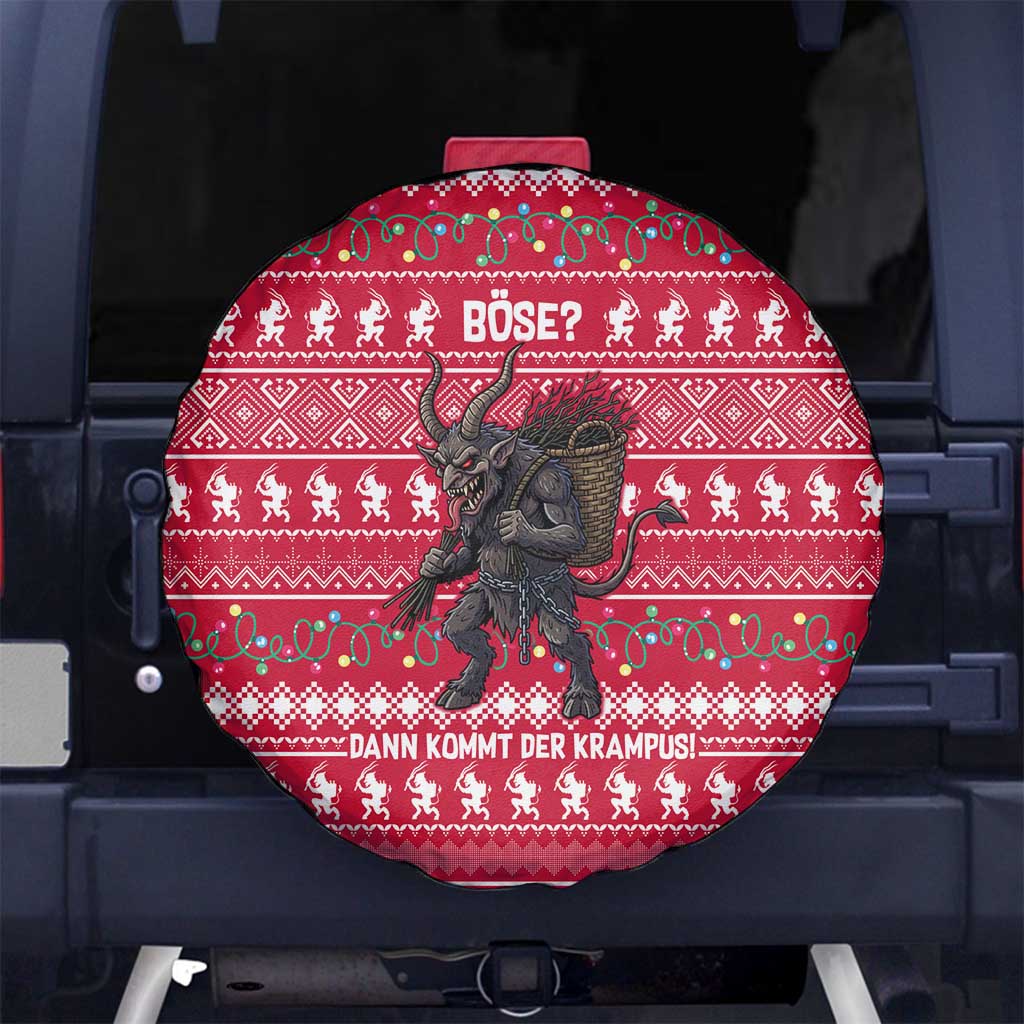 Austria Christmas Spare Tire Cover with German Text Red Pattern and Festive Lights - Wonder Print Shop