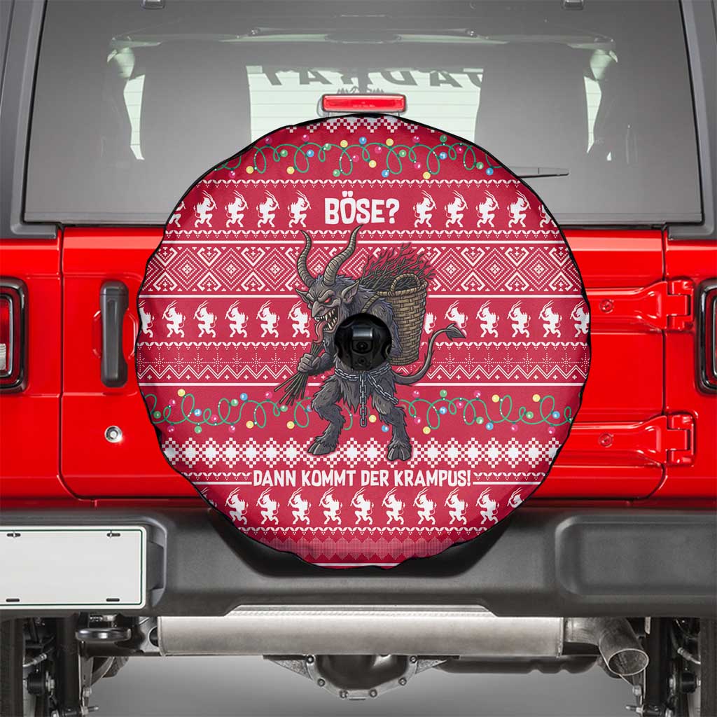 Austria Christmas Spare Tire Cover with German Text Red Pattern and Festive Lights - Wonder Print Shop