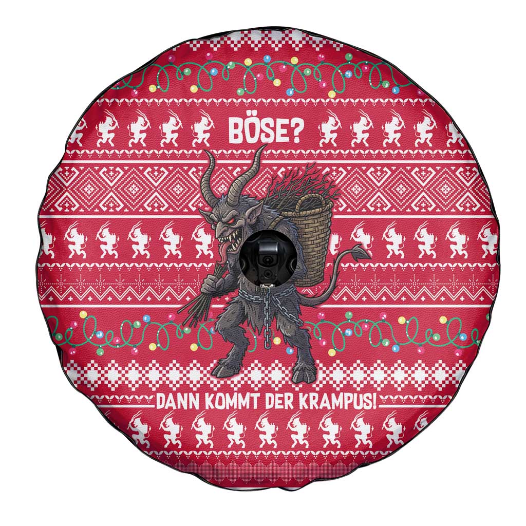 Austria Christmas Spare Tire Cover with German Text Red Pattern and Festive Lights - Wonder Print Shop