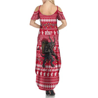 Austria Christmas Summer Maxi Dress with German Text Red Pattern and Festive Lights - Wonder Print Shop