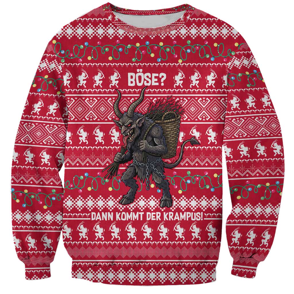 Austria Christmas Sweatshirt with German Text Red Pattern and Festive Lights - Wonder Print Shop