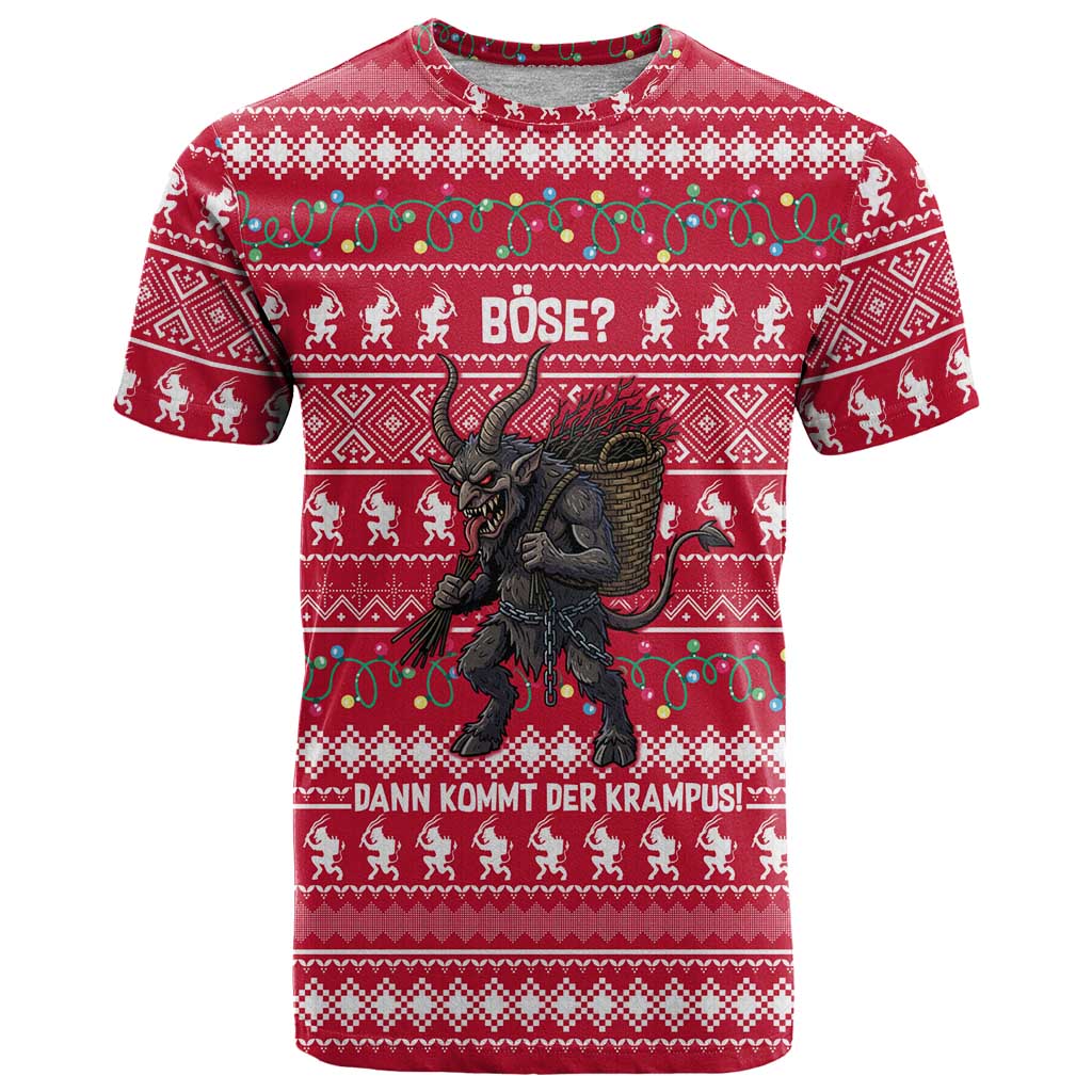 Austria Christmas T Shirt with German Text Red Pattern and Festive Lights - Wonder Print Shop