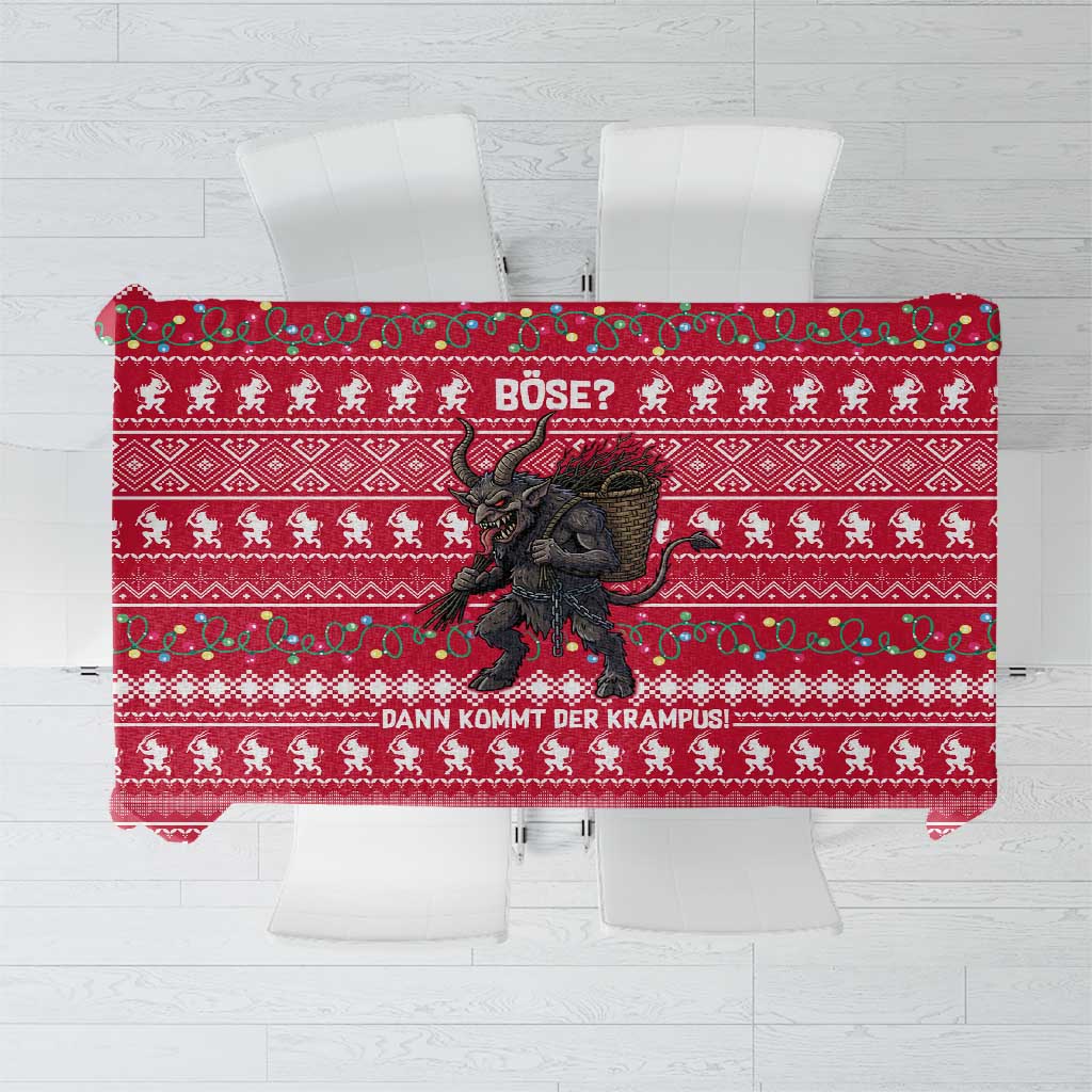 Austria Christmas Tablecloth with German Text Red Pattern and Festive Lights - Wonder Print Shop