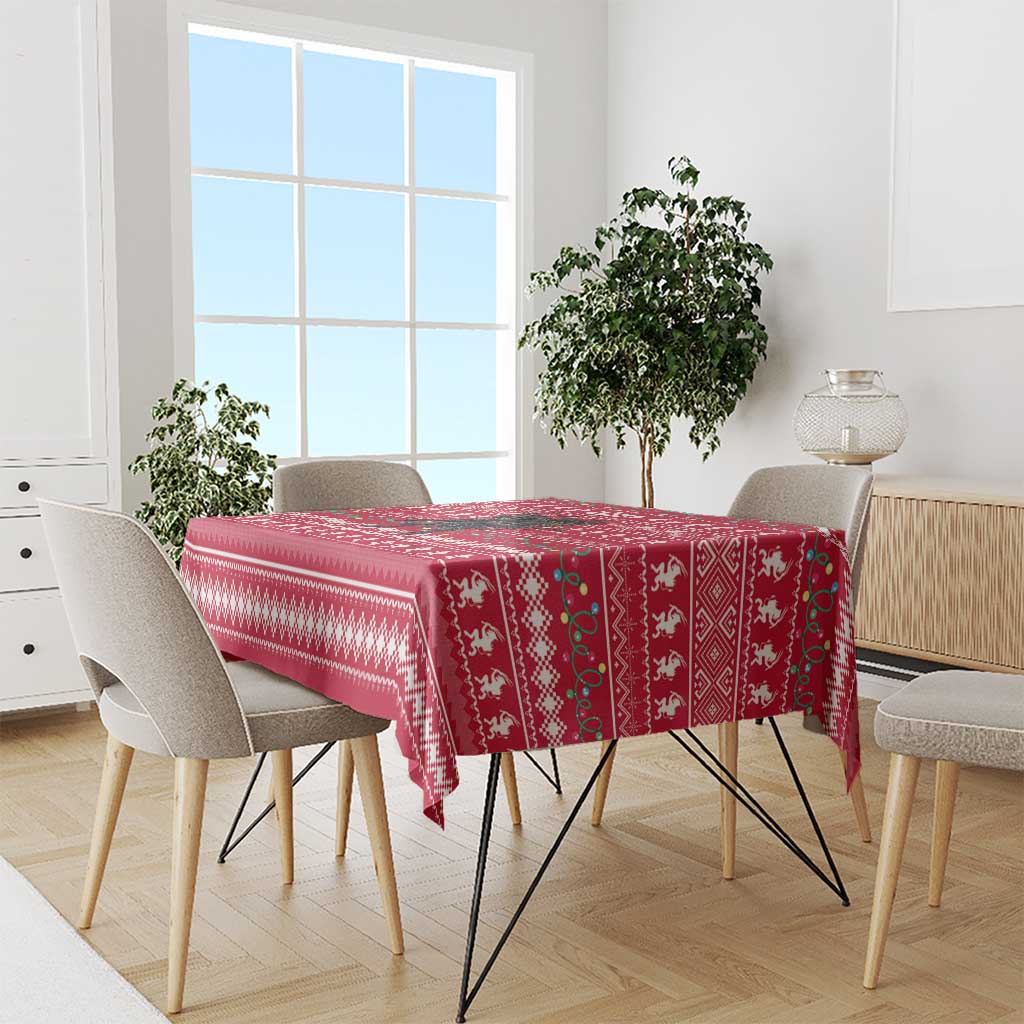 Austria Christmas Tablecloth with German Text Red Pattern and Festive Lights - Wonder Print Shop