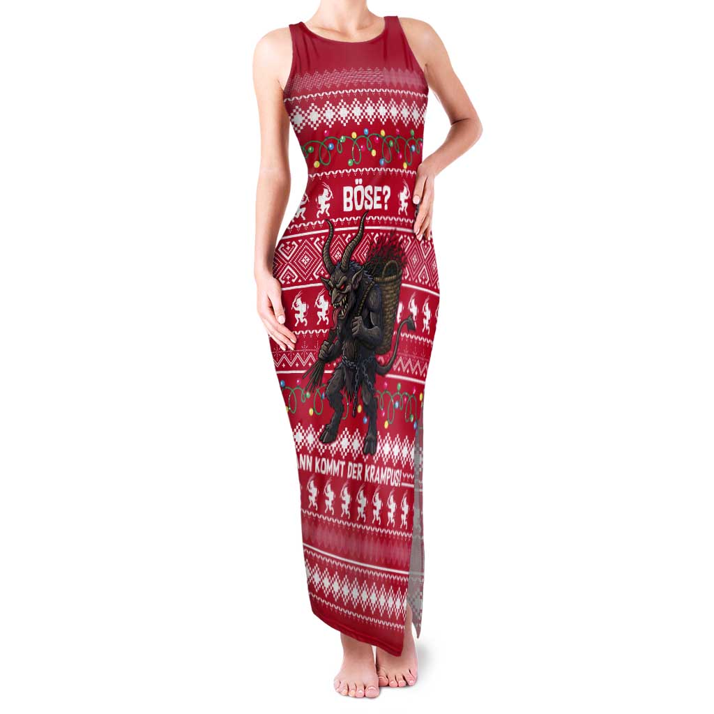 Austria Christmas Tank Maxi Dress with German Text Red Pattern and Festive Lights - Wonder Print Shop