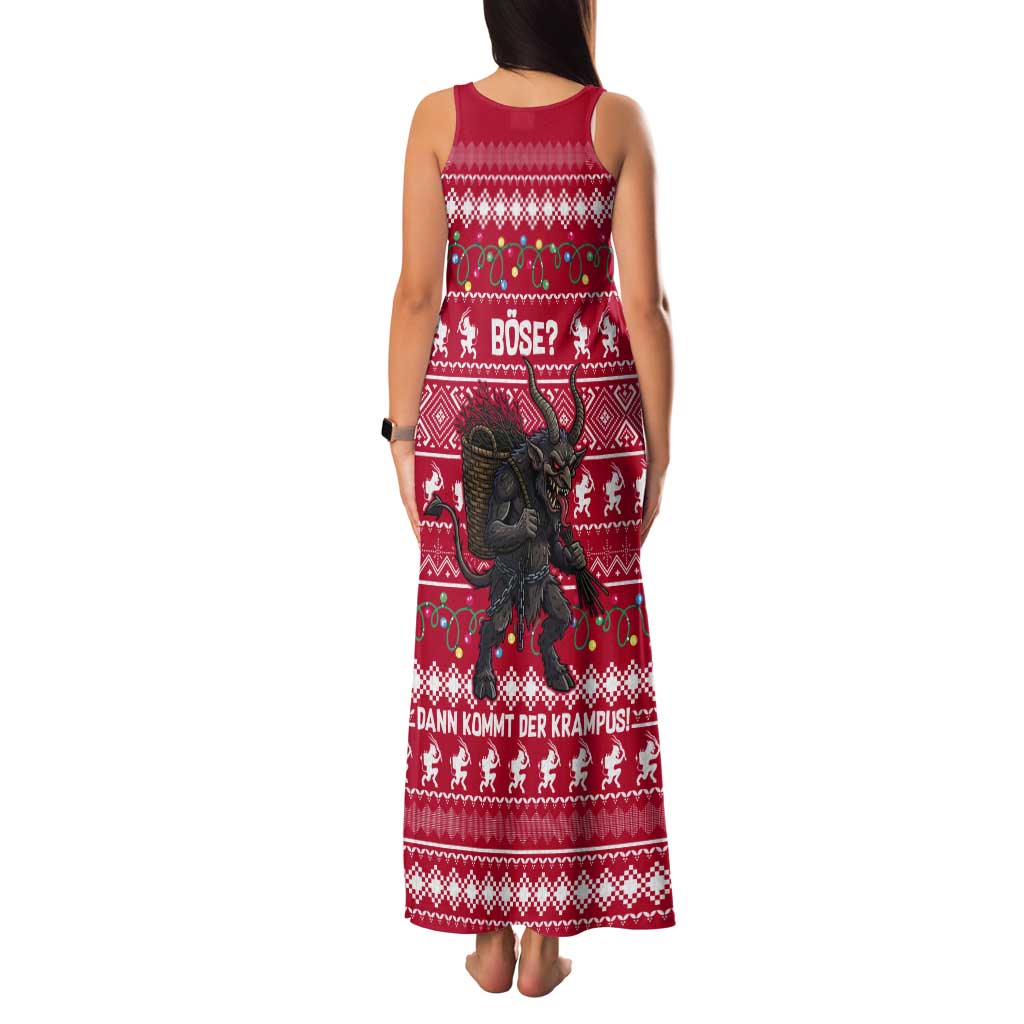 Austria Christmas Tank Maxi Dress with German Text Red Pattern and Festive Lights - Wonder Print Shop