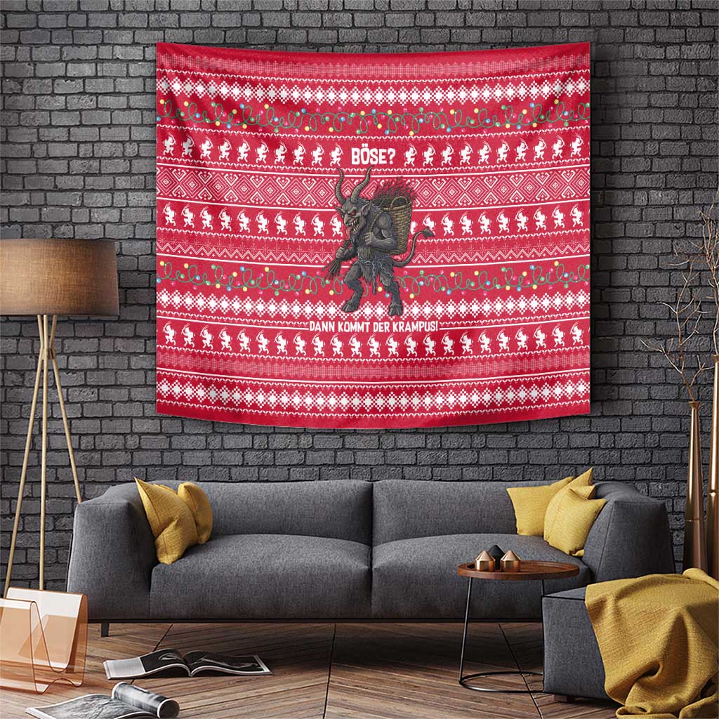Austria Christmas Tapestry with German Text Red Pattern and Festive Lights - Wonder Print Shop