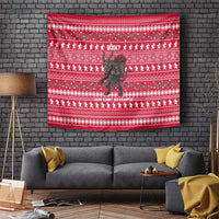 Austria Christmas Tapestry with German Text Red Pattern and Festive Lights - Wonder Print Shop