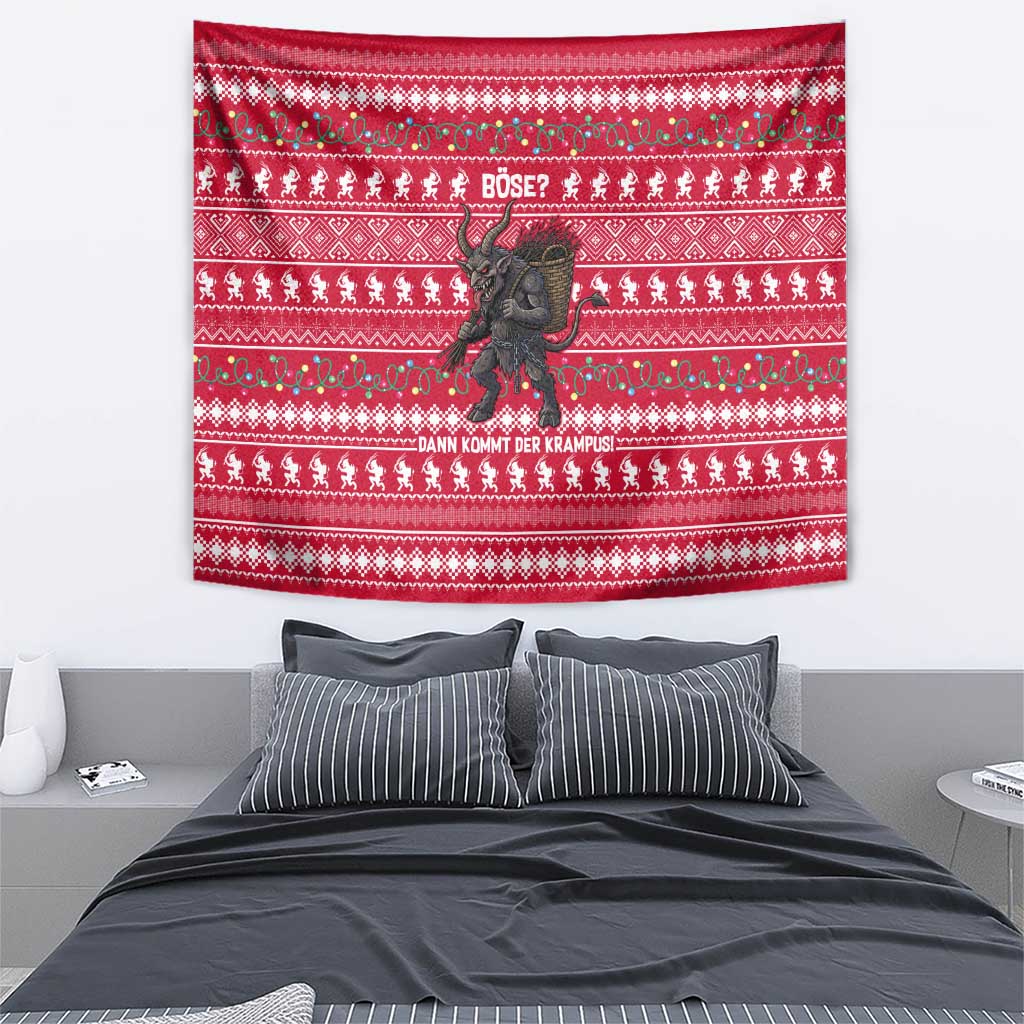 Austria Christmas Tapestry with German Text Red Pattern and Festive Lights - Wonder Print Shop