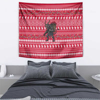 Austria Christmas Tapestry with German Text Red Pattern and Festive Lights - Wonder Print Shop