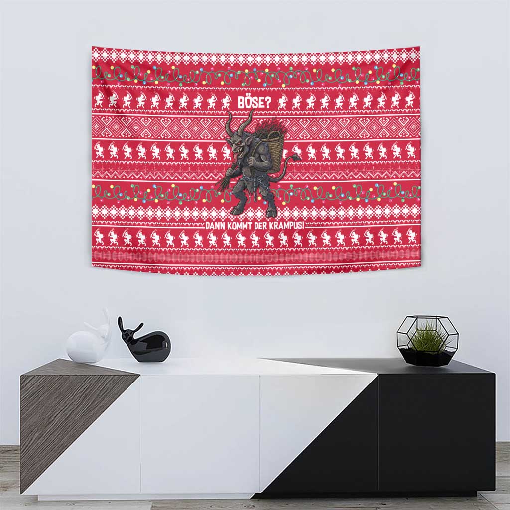 Austria Christmas Tapestry with German Text Red Pattern and Festive Lights - Wonder Print Shop