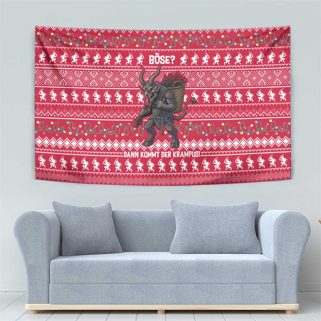 Austria Christmas Tapestry with German Text Red Pattern and Festive Lights - Wonder Print Shop