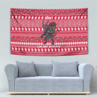 Austria Christmas Tapestry with German Text Red Pattern and Festive Lights - Wonder Print Shop