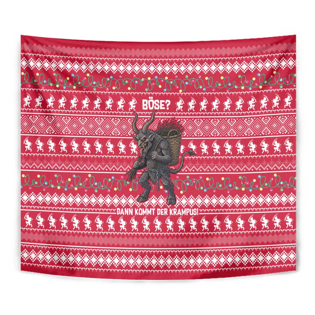 Austria Christmas Tapestry with German Text Red Pattern and Festive Lights - Wonder Print Shop