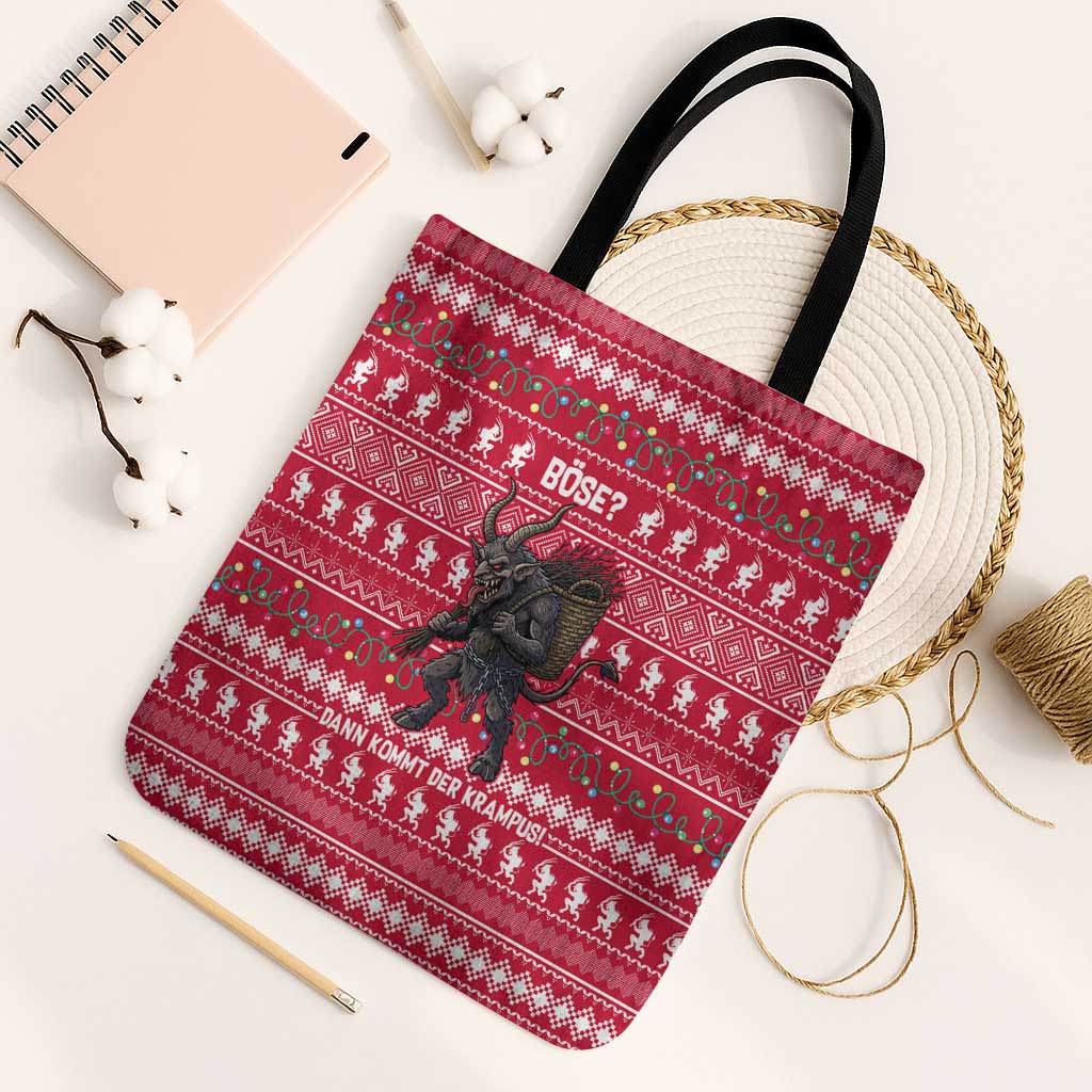 Austria Christmas Tote Bag with German Text Red Pattern and Festive Lights - Wonder Print Shop