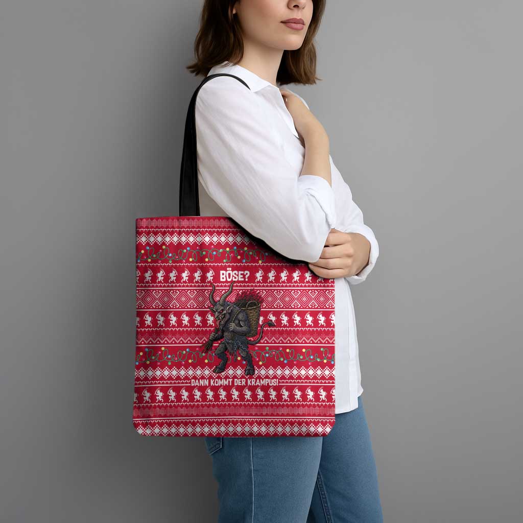 Austria Christmas Tote Bag with German Text Red Pattern and Festive Lights - Wonder Print Shop