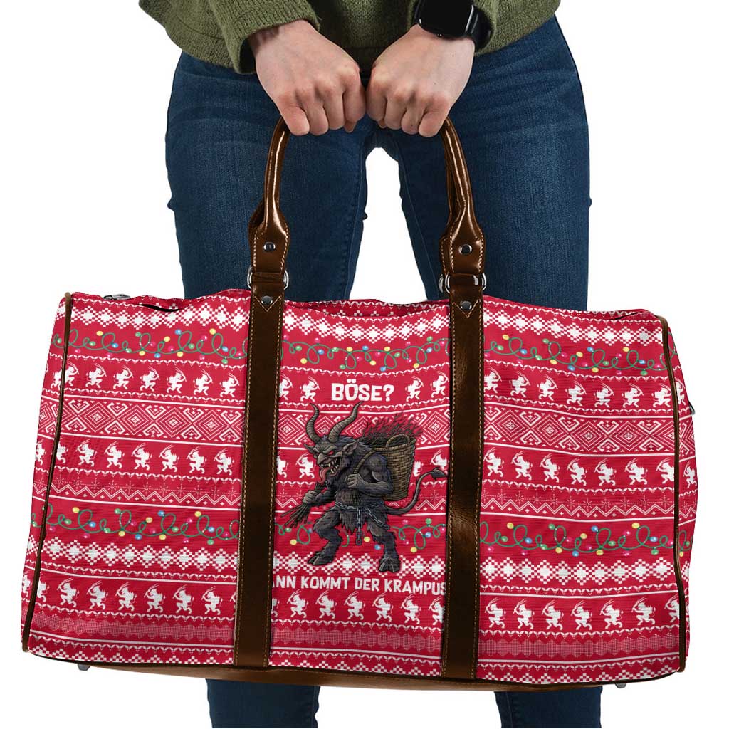 Austria Christmas Travel Bag with German Text Red Pattern and Festive Lights - Wonder Print Shop