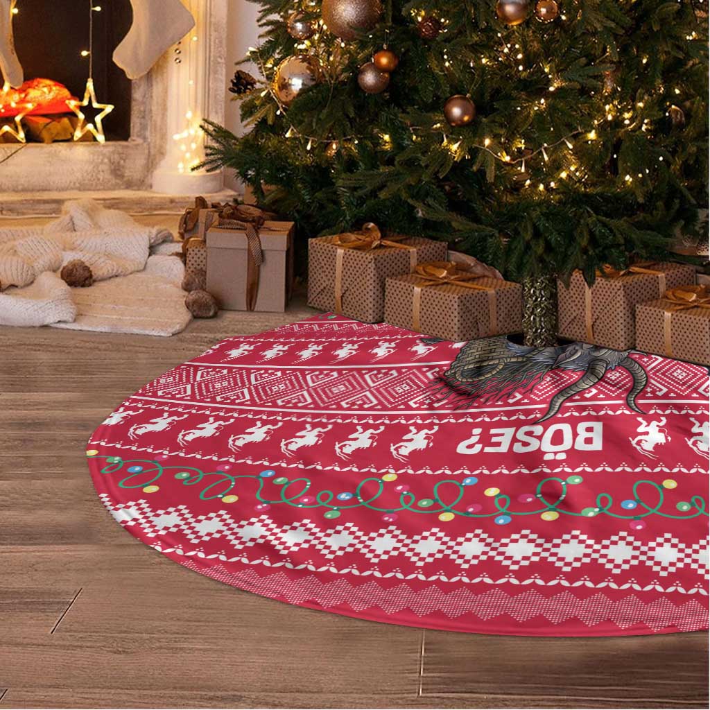 Austria Christmas Tree Skirt with German Text Red Pattern and Festive Lights - Wonder Print Shop