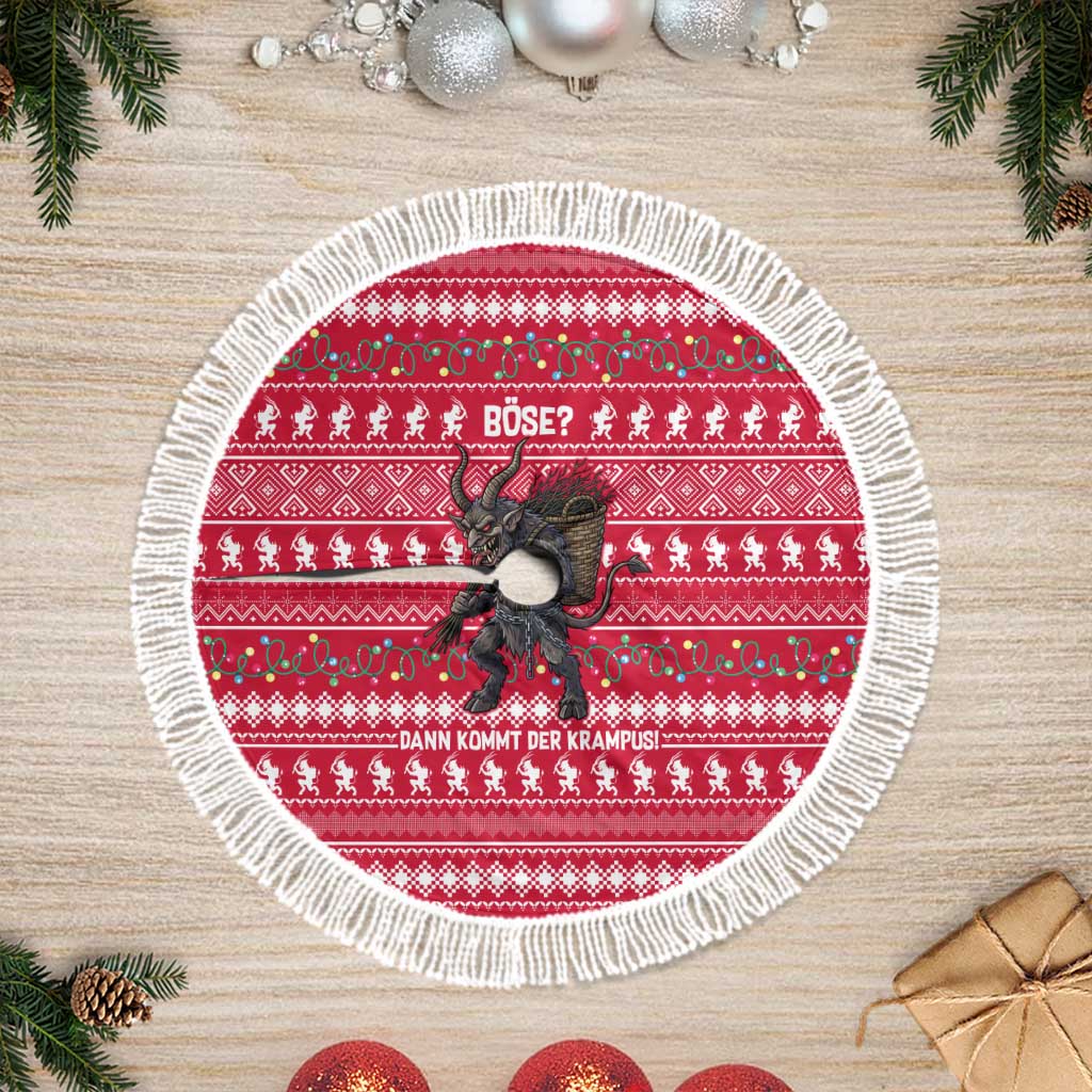 Austria Christmas Tree Skirt with German Text Red Pattern and Festive Lights - Wonder Print Shop