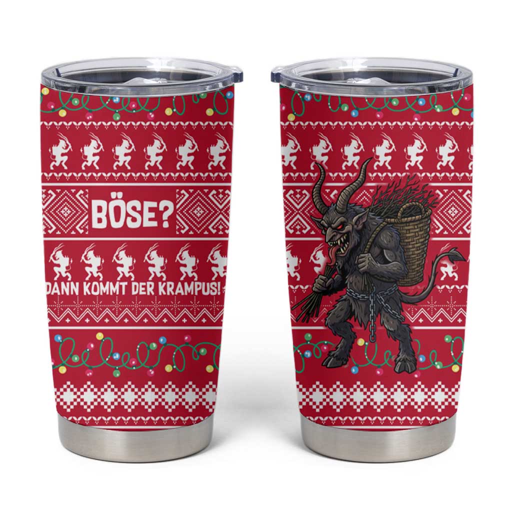 Austria Christmas Tumbler Cup with German Text Red Pattern and Festive Lights - Wonder Print Shop
