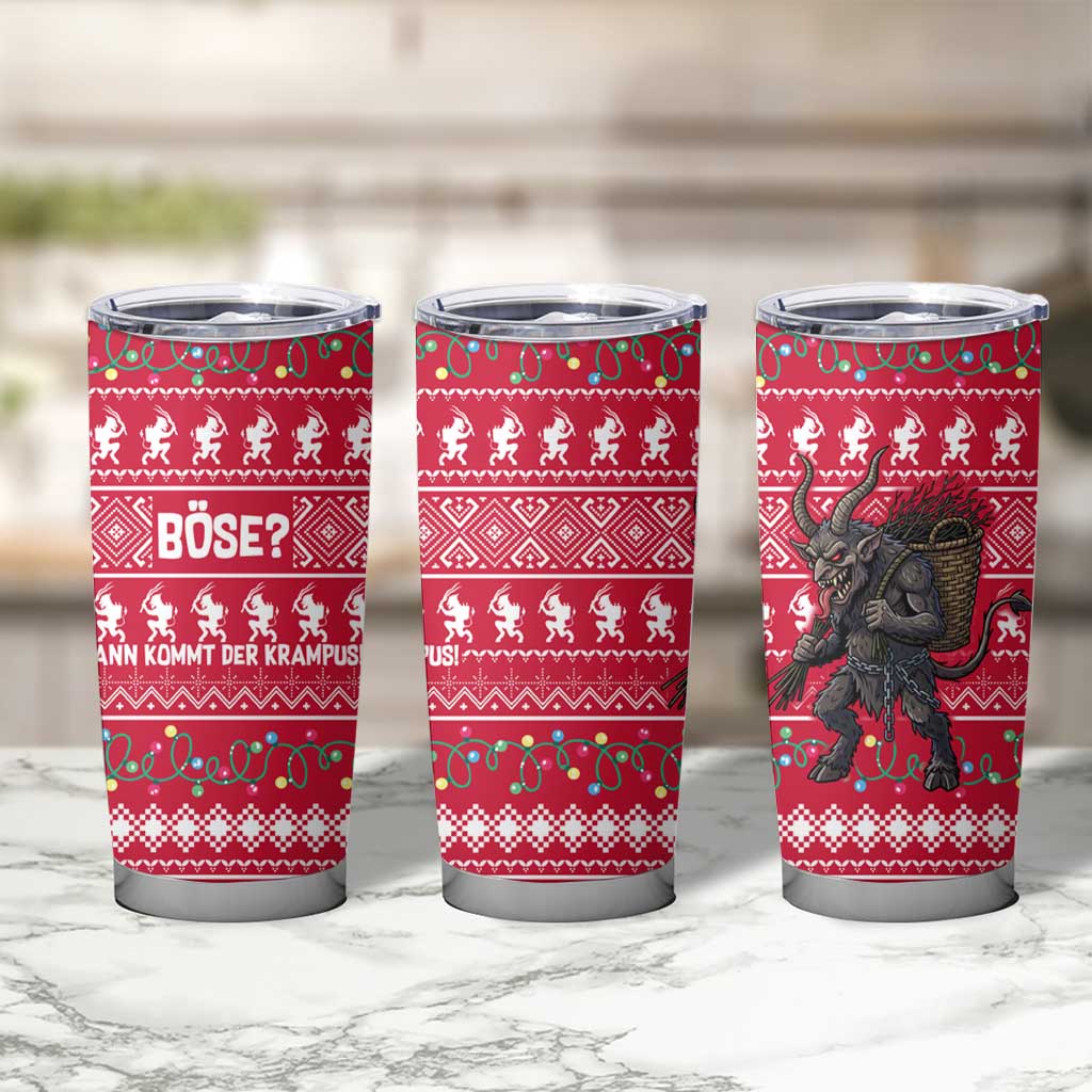 Austria Christmas Tumbler Cup with German Text Red Pattern and Festive Lights - Wonder Print Shop
