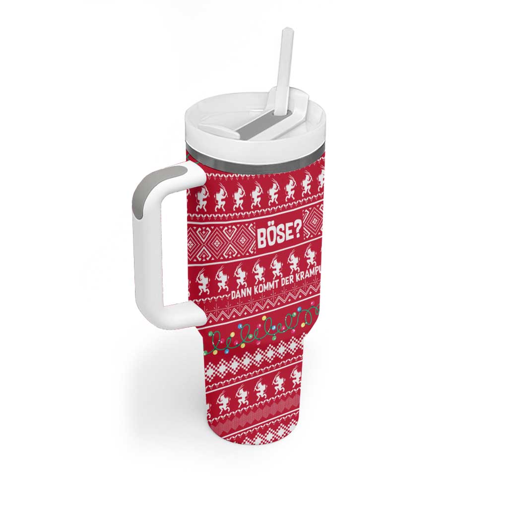 Austria Christmas Tumbler With Handle with German Text Red Pattern and Festive Lights - Wonder Print Shop