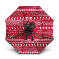 Austria Christmas Umbrella with German Text Red Pattern and Festive Lights - Wonder Print Shop