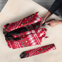 Austria Christmas Umbrella with German Text Red Pattern and Festive Lights - Wonder Print Shop