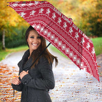 Austria Christmas Umbrella with German Text Red Pattern and Festive Lights - Wonder Print Shop
