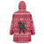 Austria Christmas Wearable Blanket Hoodie with German Text Red Pattern and Festive Lights - Wonder Print Shop