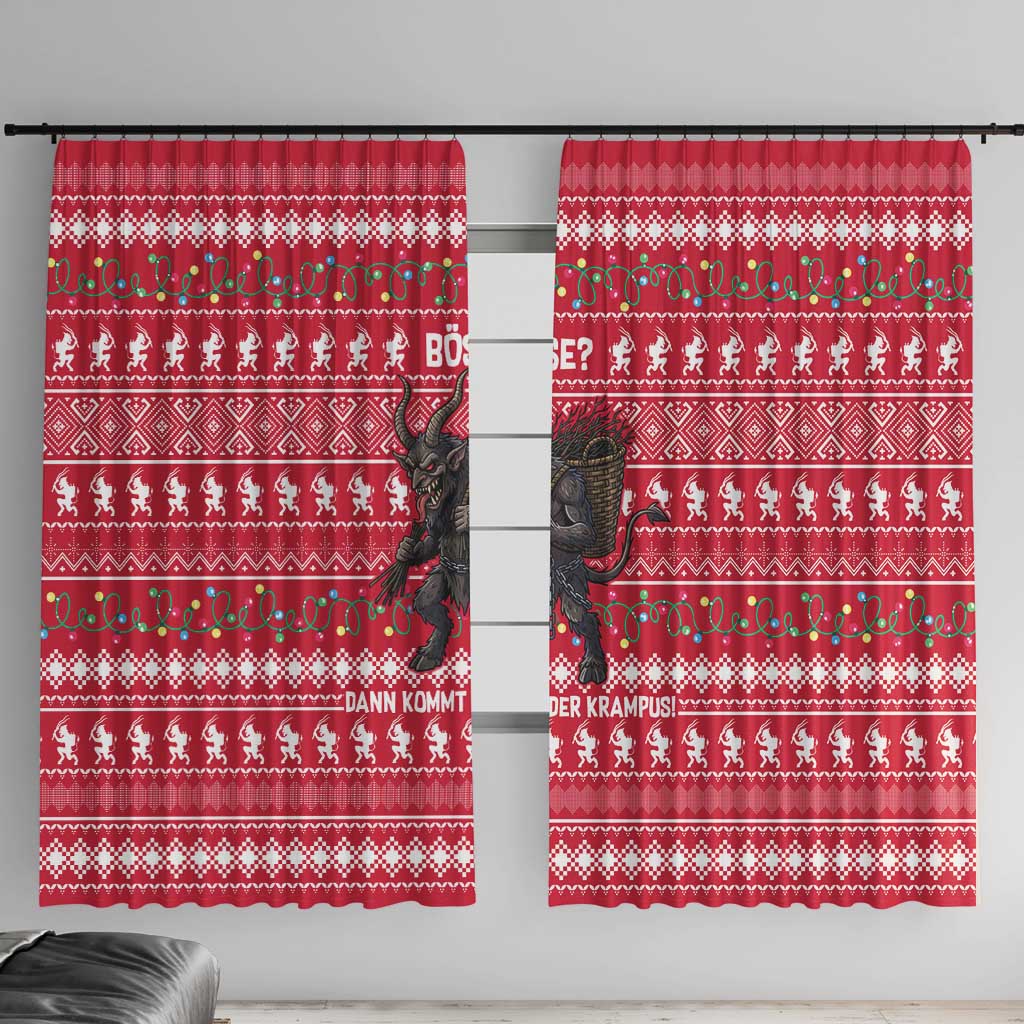 Austria Christmas Window Curtain with German Text Red Pattern and Festive Lights - Wonder Print Shop