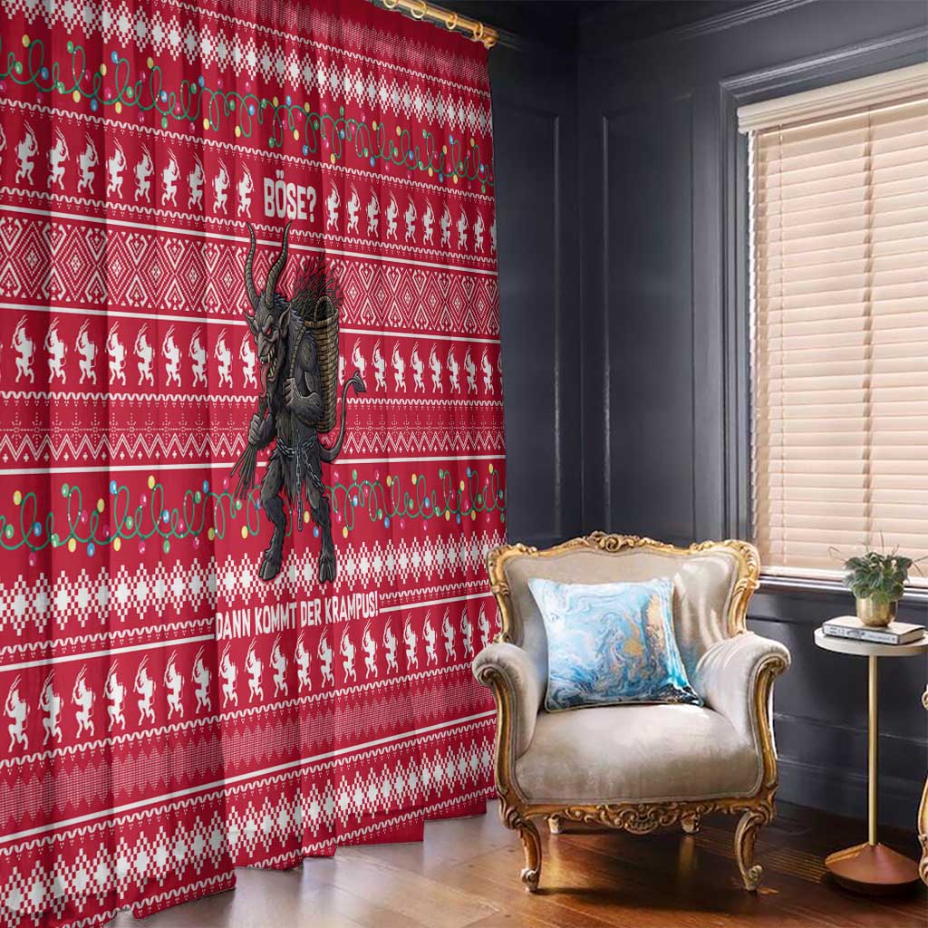 Austria Christmas Window Curtain with German Text Red Pattern and Festive Lights - Wonder Print Shop