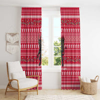 Austria Christmas Window Curtain with German Text Red Pattern and Festive Lights - Wonder Print Shop
