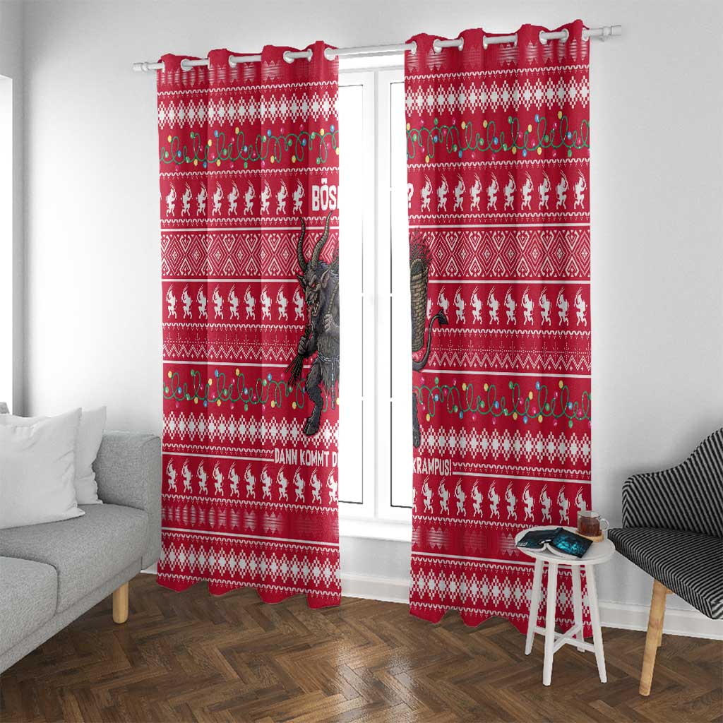 Austria Christmas Window Curtain with German Text Red Pattern and Festive Lights - Wonder Print Shop