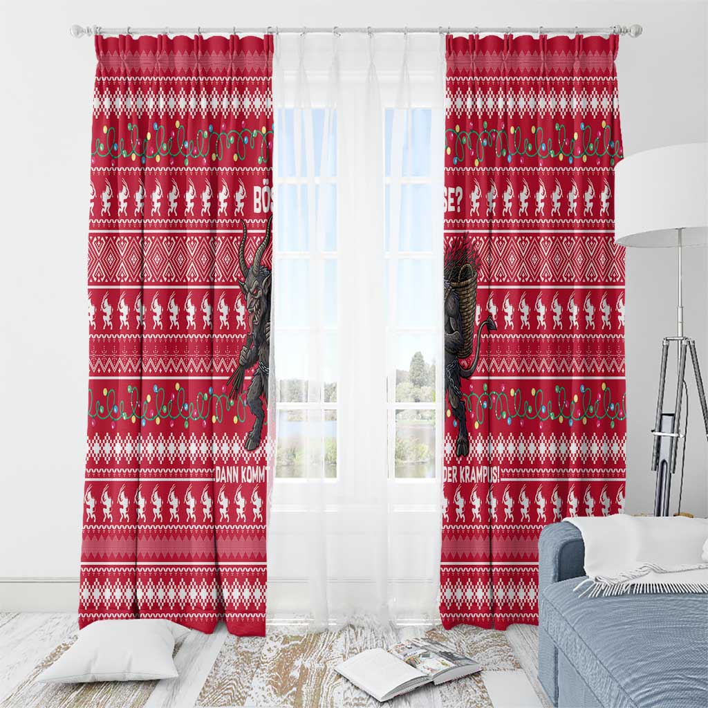 Austria Christmas Window Curtain with German Text Red Pattern and Festive Lights - Wonder Print Shop