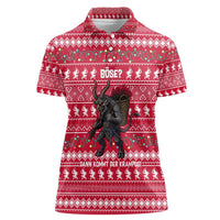 Austria Christmas Women Polo Shirt with German Text Red Pattern and Festive Lights - Wonder Print Shop