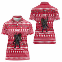 Austria Christmas Women Polo Shirt with German Text Red Pattern and Festive Lights - Wonder Print Shop
