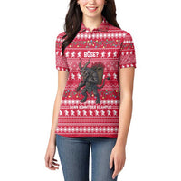 Austria Christmas Women Polo Shirt with German Text Red Pattern and Festive Lights - Wonder Print Shop