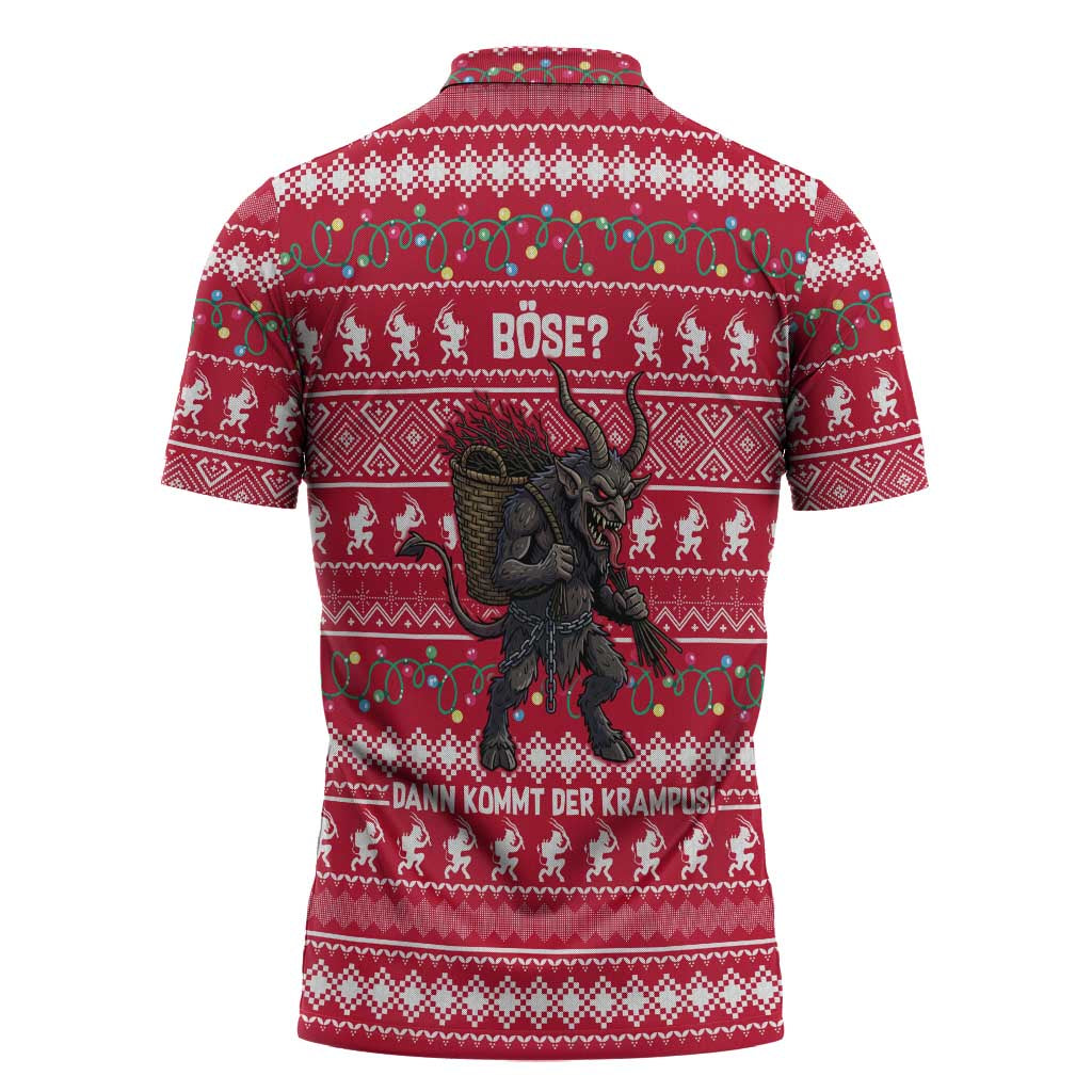Austria Christmas Zipper Polo Shirt with German Text Red Pattern and Festive Lights - Wonder Print Shop