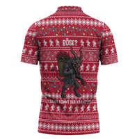 Austria Christmas Zipper Polo Shirt with German Text Red Pattern and Festive Lights - Wonder Print Shop