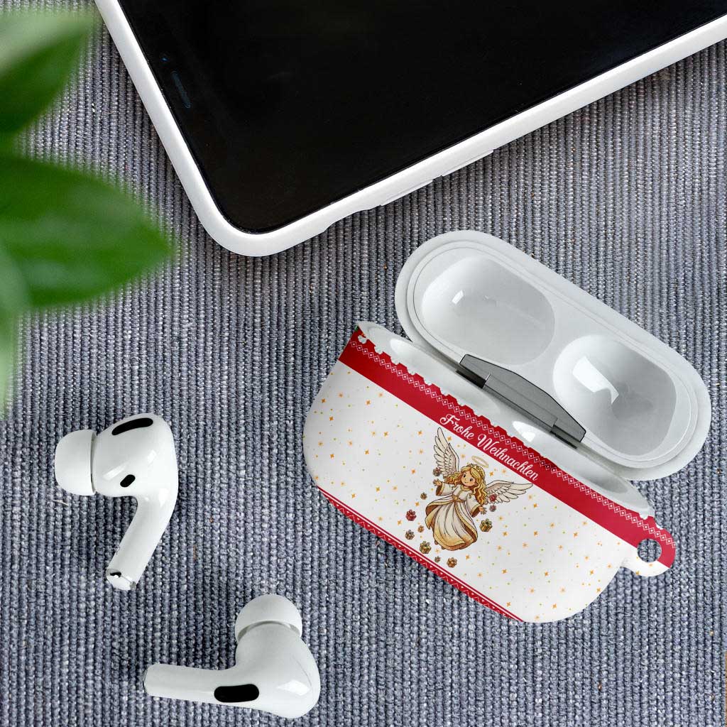 Austria Christmas AirPods Case with Frohe Weihnachten Angel Design and Red White Holiday - Wonder Print Shop