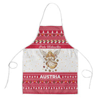 Austria Christmas Apron with Frohe Weihnachten Angel Design and Red White Holiday - Wonder Print Shop