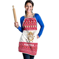 Austria Christmas Apron with Frohe Weihnachten Angel Design and Red White Holiday - Wonder Print Shop