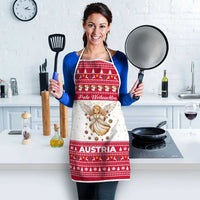 Austria Christmas Apron with Frohe Weihnachten Angel Design and Red White Holiday - Wonder Print Shop