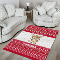 Austria Christmas Area Rug with Frohe Weihnachten Angel Design and Red White Holiday - Wonder Print Shop