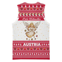 Austria Christmas Basketball Jersey with Frohe Weihnachten Angel Design and Red White Holiday - Wonder Print Shop