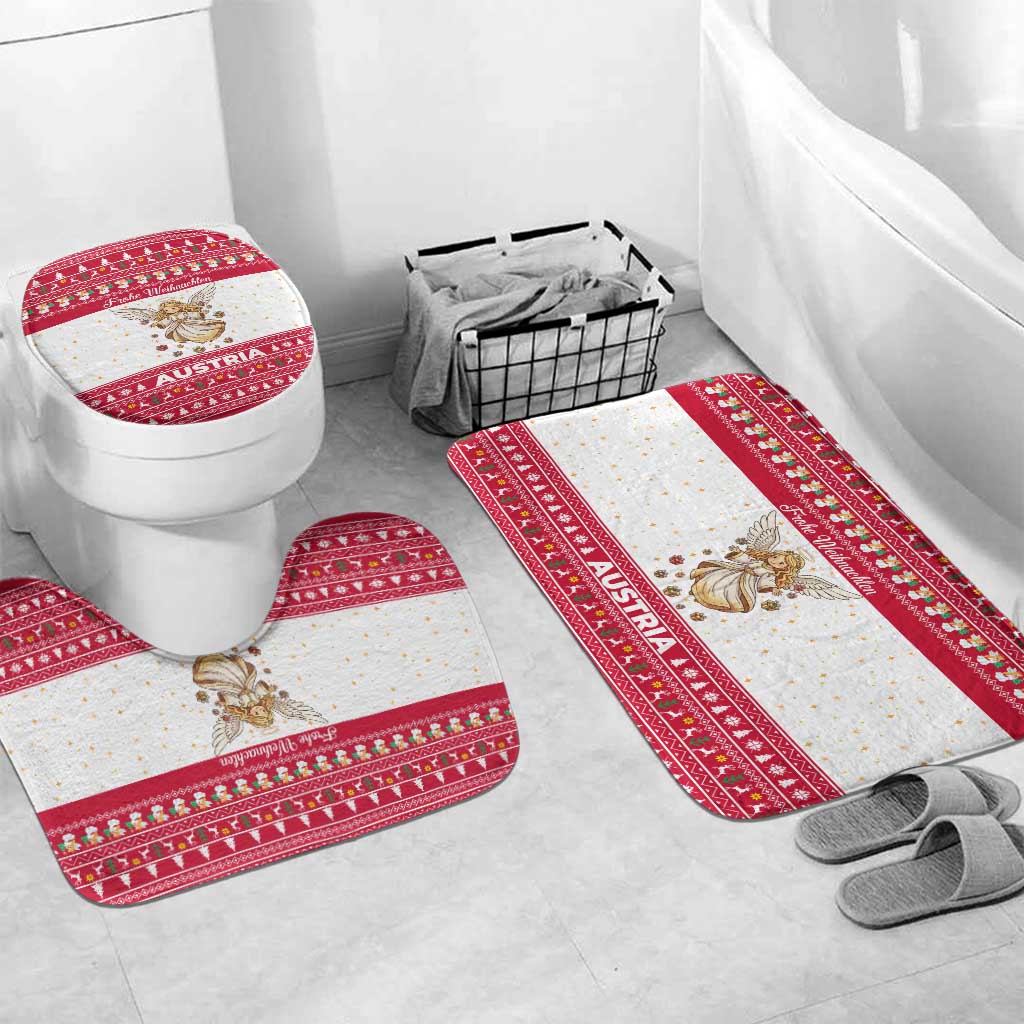 Austria Christmas Bathroom Set with Frohe Weihnachten Angel Design and Red White Holiday - Wonder Print Shop