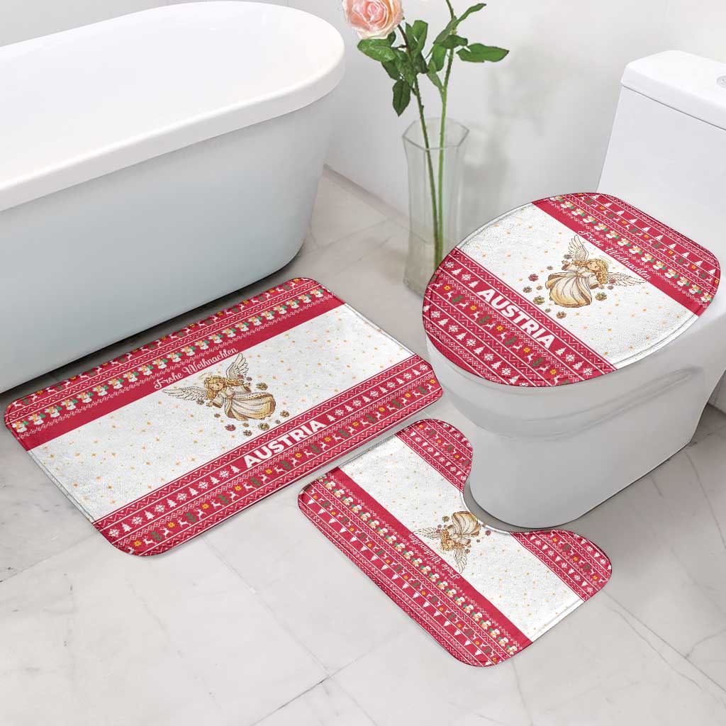 Austria Christmas Bathroom Set with Frohe Weihnachten Angel Design and Red White Holiday - Wonder Print Shop